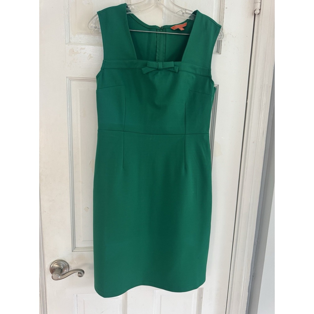 ModCloth Emerald Green Bow Front Sheath Dress‎ Women's Sz L Feminine